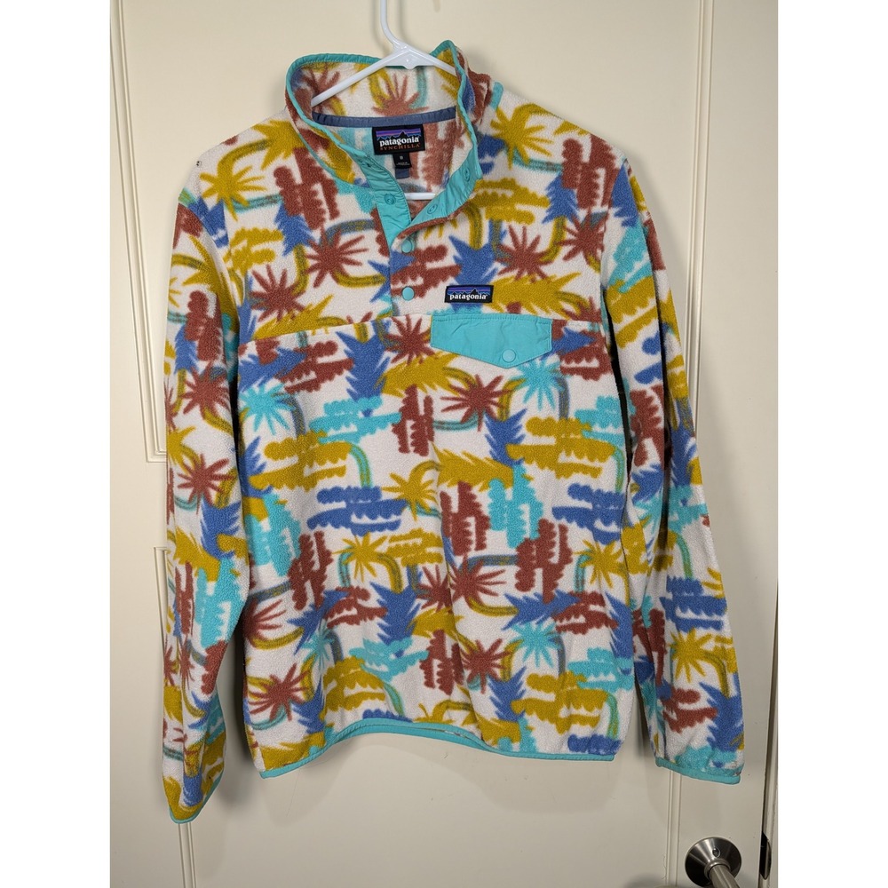 Patagonia Synchilla Snap-T Fleece Pullover Palm Tree Cactus Print Mens Medium